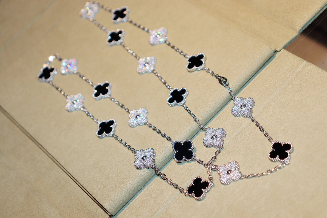 [Pearl Jewelrys]CLOVER 20 MOTIFS ONYX DIAMOND SILVER
