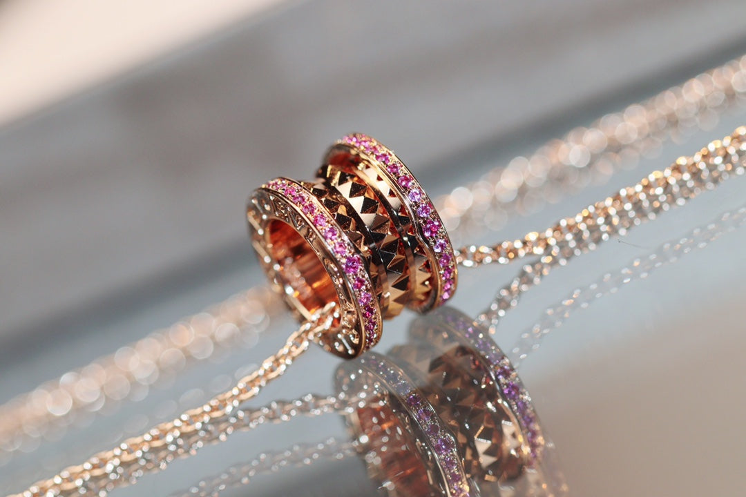 [Pearl Jewelrys]ZERO 1 ROCK PINK GOLD PINK DIAMOND NECKLACE