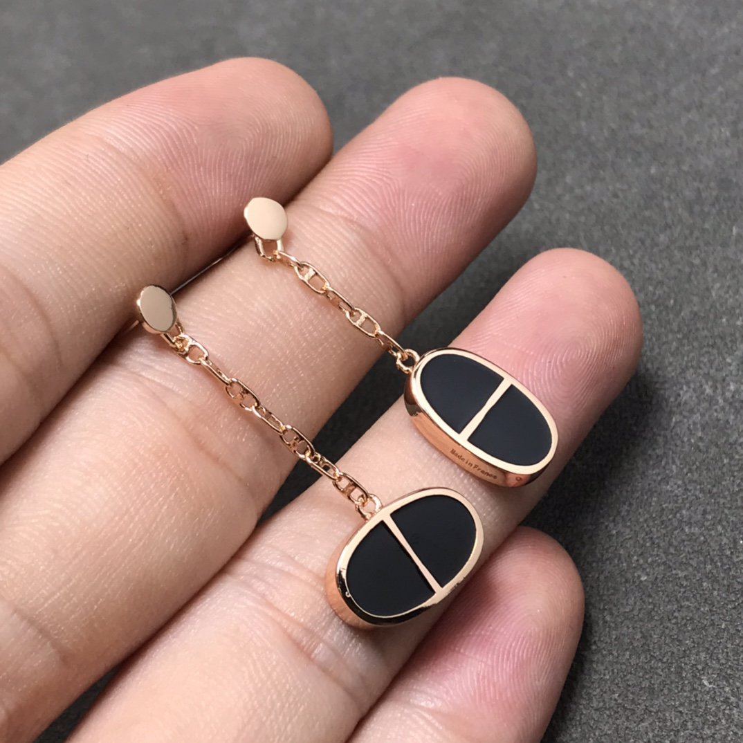 [Pearl Jewelrys]CHAINE VERSO BLACK CERAMIC SILVER EARRINGS