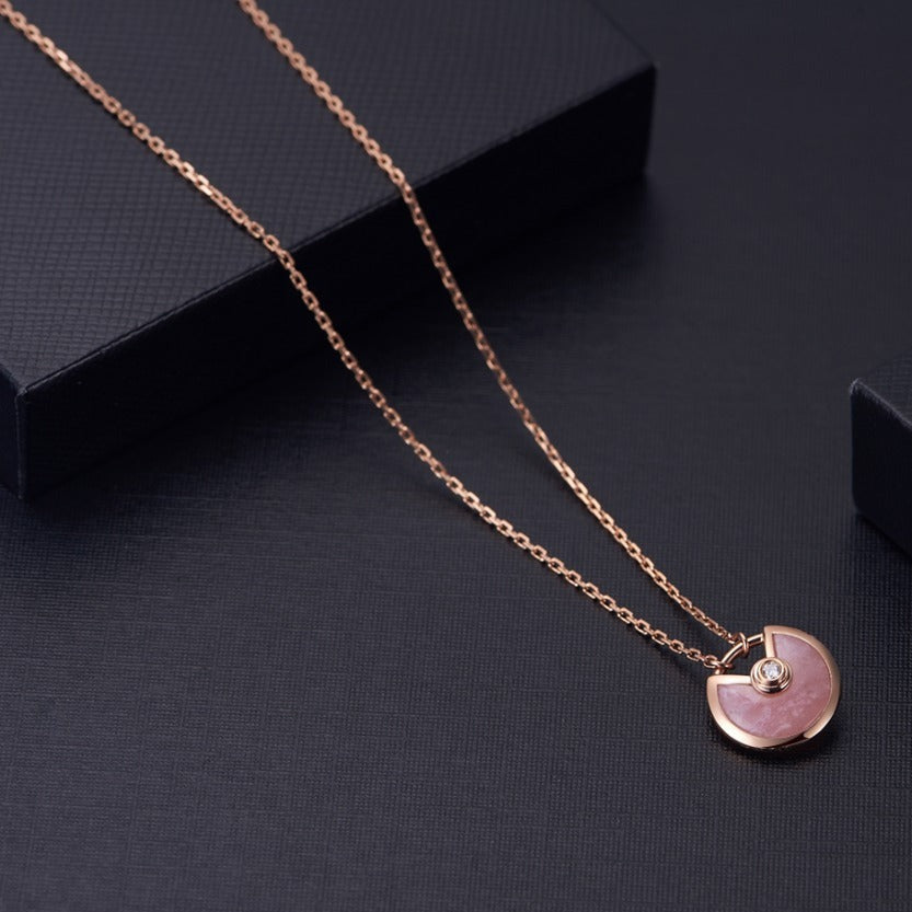 [Pearl Jewelrys]AMULETTE ROSE GOLD PINK MOP NECKLACE
