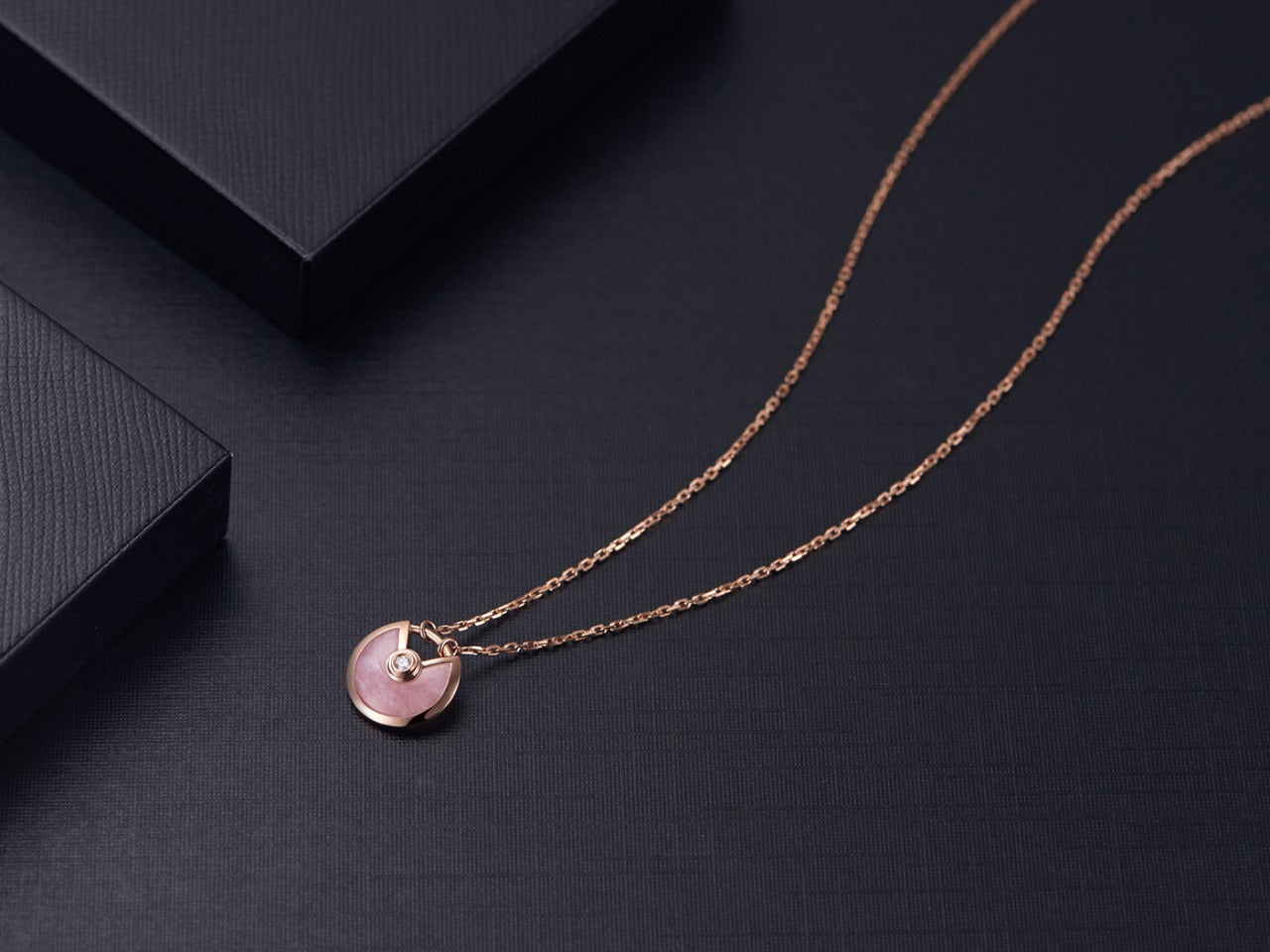 [Pearl Jewelrys]AMULETTE ROSE GOLD PINK MOP NECKLACE