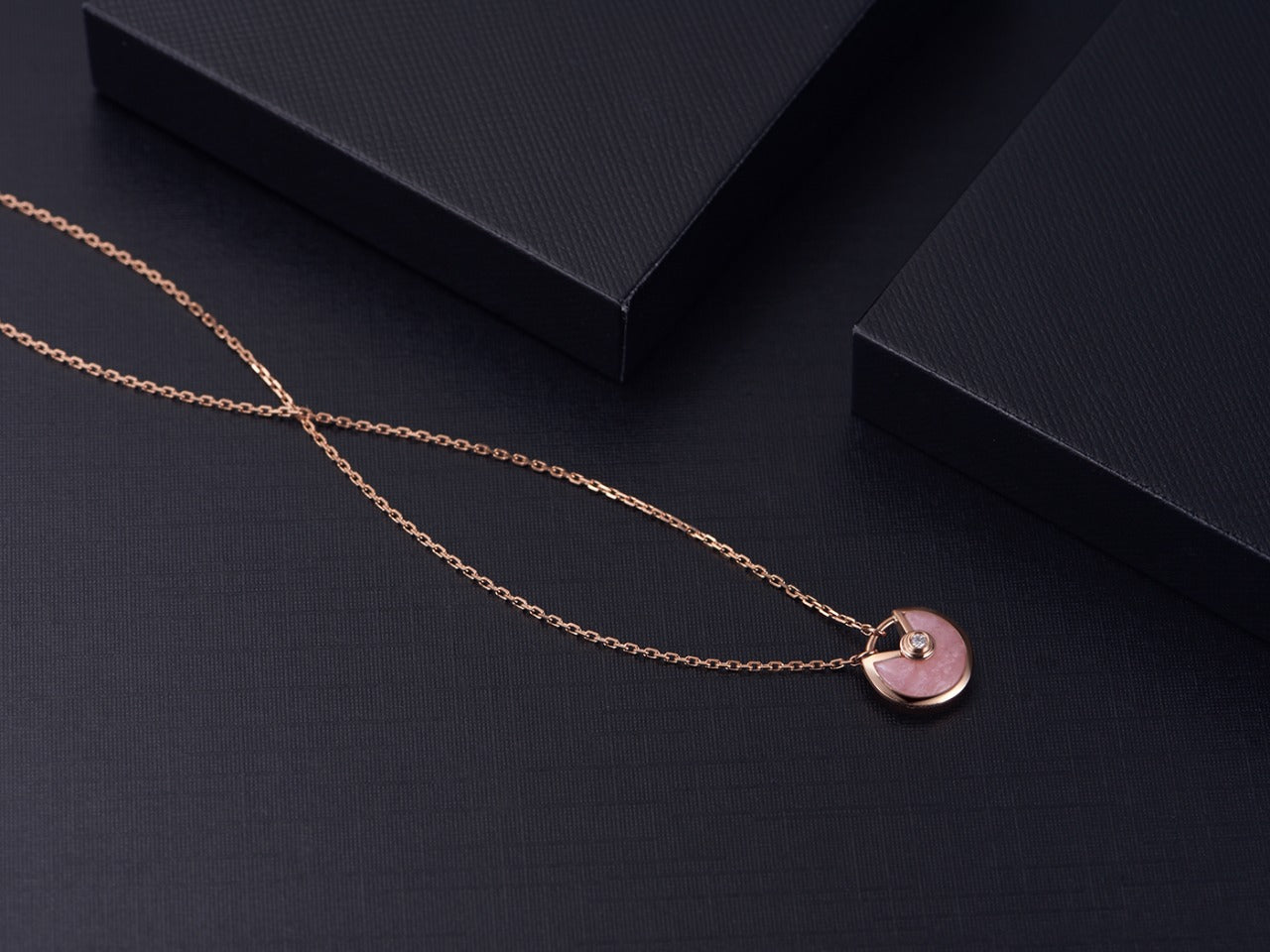 [Pearl Jewelrys]AMULETTE ROSE GOLD PINK MOP NECKLACE