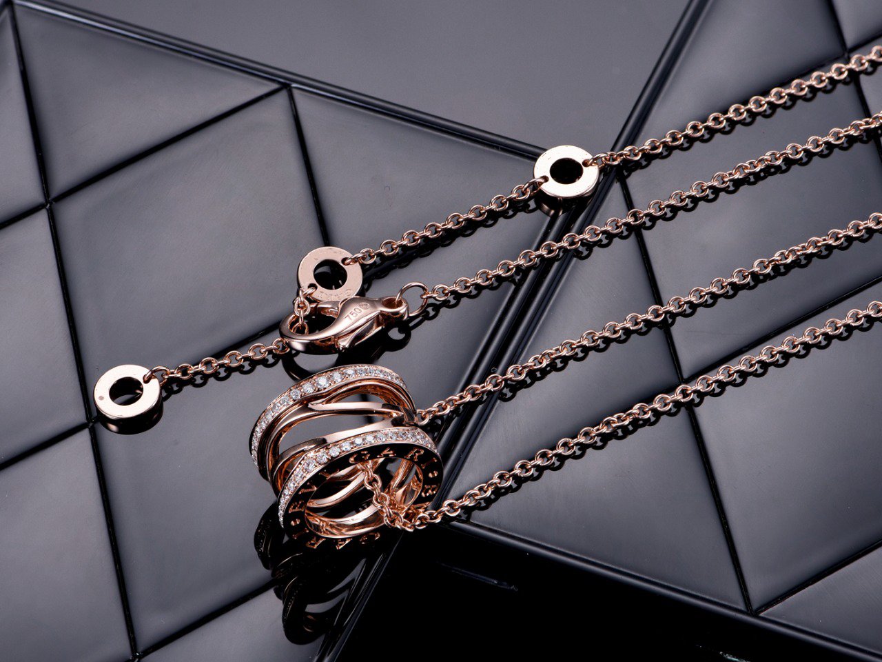 [Pearl Jewelrys]ZERO 1 PINK GOLD DIAMOND OPEN NECKLACE