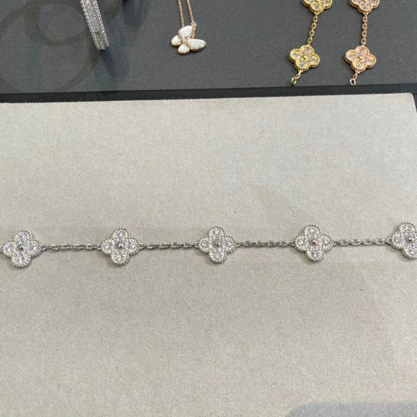 [Pearl Jewelrys]CLOVER 5 MOTIFS  DIAMOND BRACELET SILVER