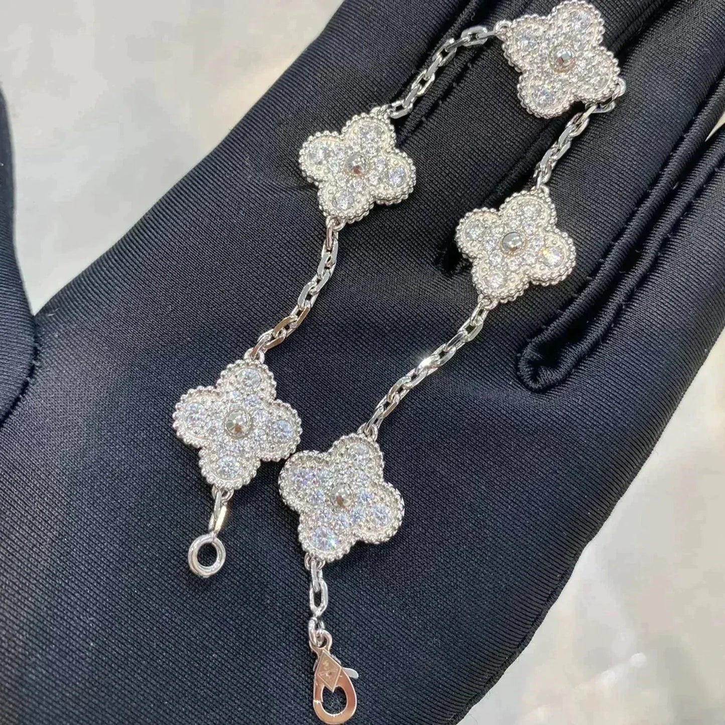 [Pearl Jewelrys]CLOVER 5 MOTIFS  DIAMOND BRACELET SILVER