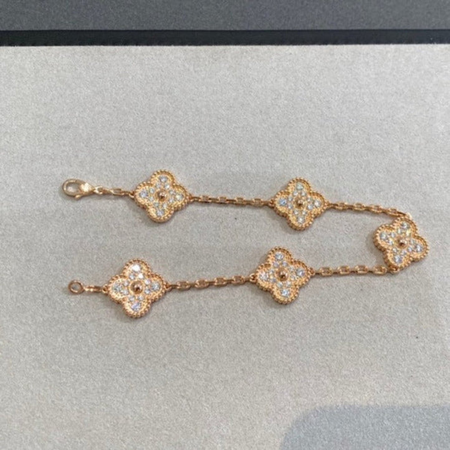 [Pearl Jewelrys]CLOVER 5 MOTIFS  FULL DIAMOND BRACELET