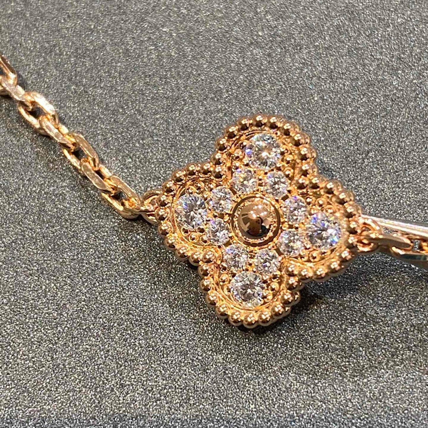 [Pearl Jewelrys]CLOVER 5 MOTIFS  FULL DIAMOND BRACELET