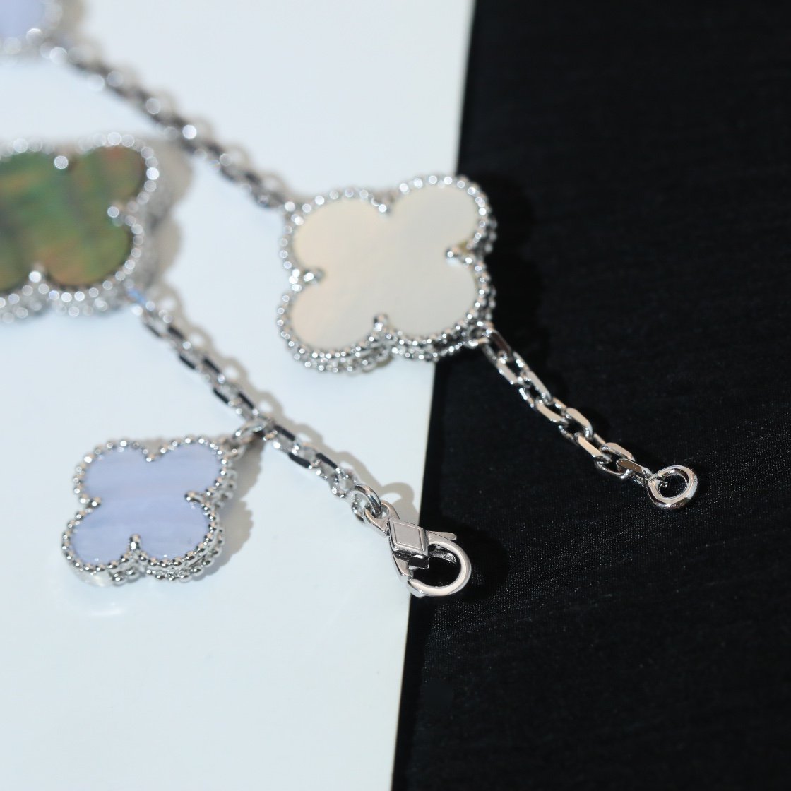 [Pearl Jewelrys]CLOVER BRACELET 5 MOTIFS MOP CHALCEDONY SILVER