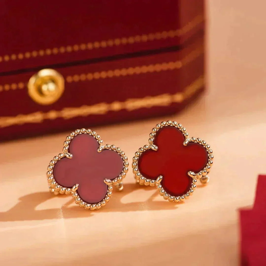 [Pearl Jewelrys]CLOVER MEDIUM 1 MOTIFS CARNELIAN  EARRINGS