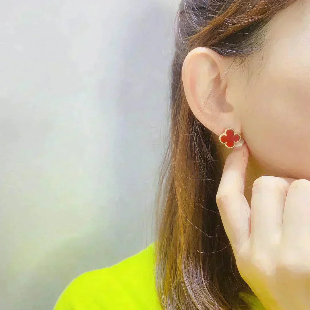 [Pearl Jewelrys]CLOVER MEDIUM 1 MOTIFS CARNELIAN  EARRINGS