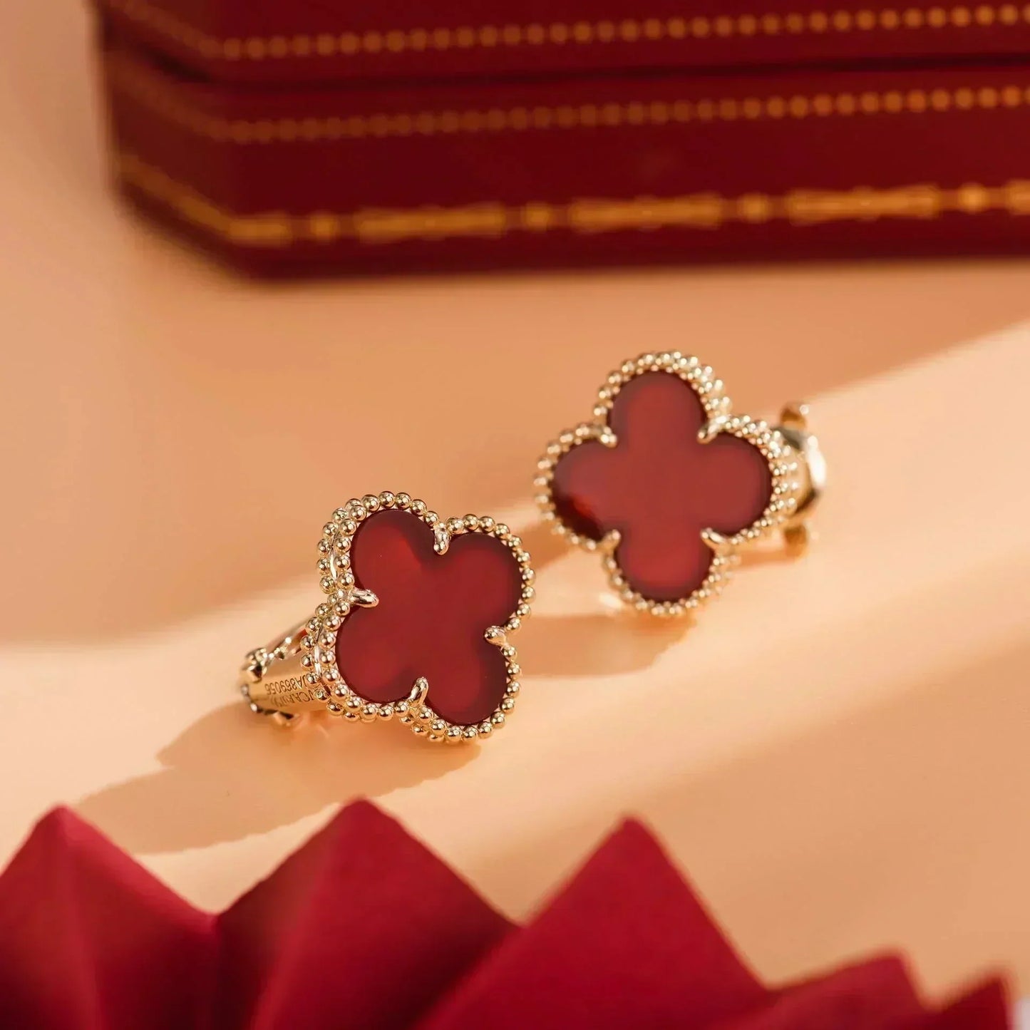 [Pearl Jewelrys]CLOVER MEDIUM 1 MOTIFS CARNELIAN  EARRINGS