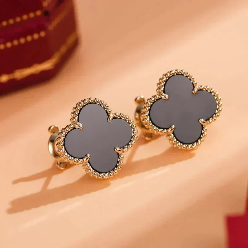 [Pearl Jewelrys]CLOVER MEDIUM 1 MOTIFS  ONYX STUD EARRINGS