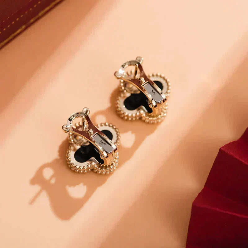 [Pearl Jewelrys]CLOVER MEDIUM 1 MOTIFS  ONYX STUD EARRINGS