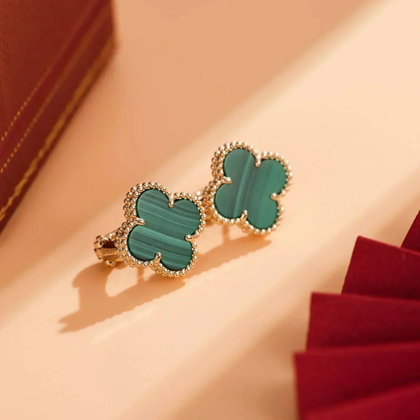 [Pearl Jewelrys]CLOVER MEDIUM 1 MOTIFS MALACHITE  EARRINGS