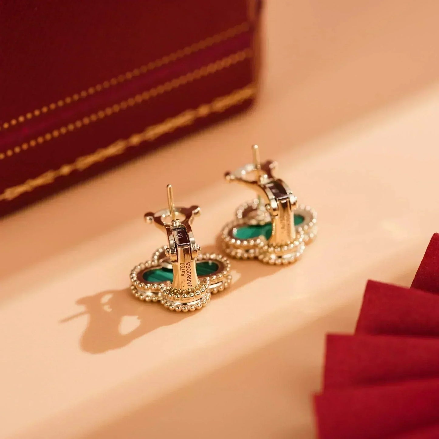 [Pearl Jewelrys]CLOVER MEDIUM 1 MOTIFS MALACHITE  EARRINGS