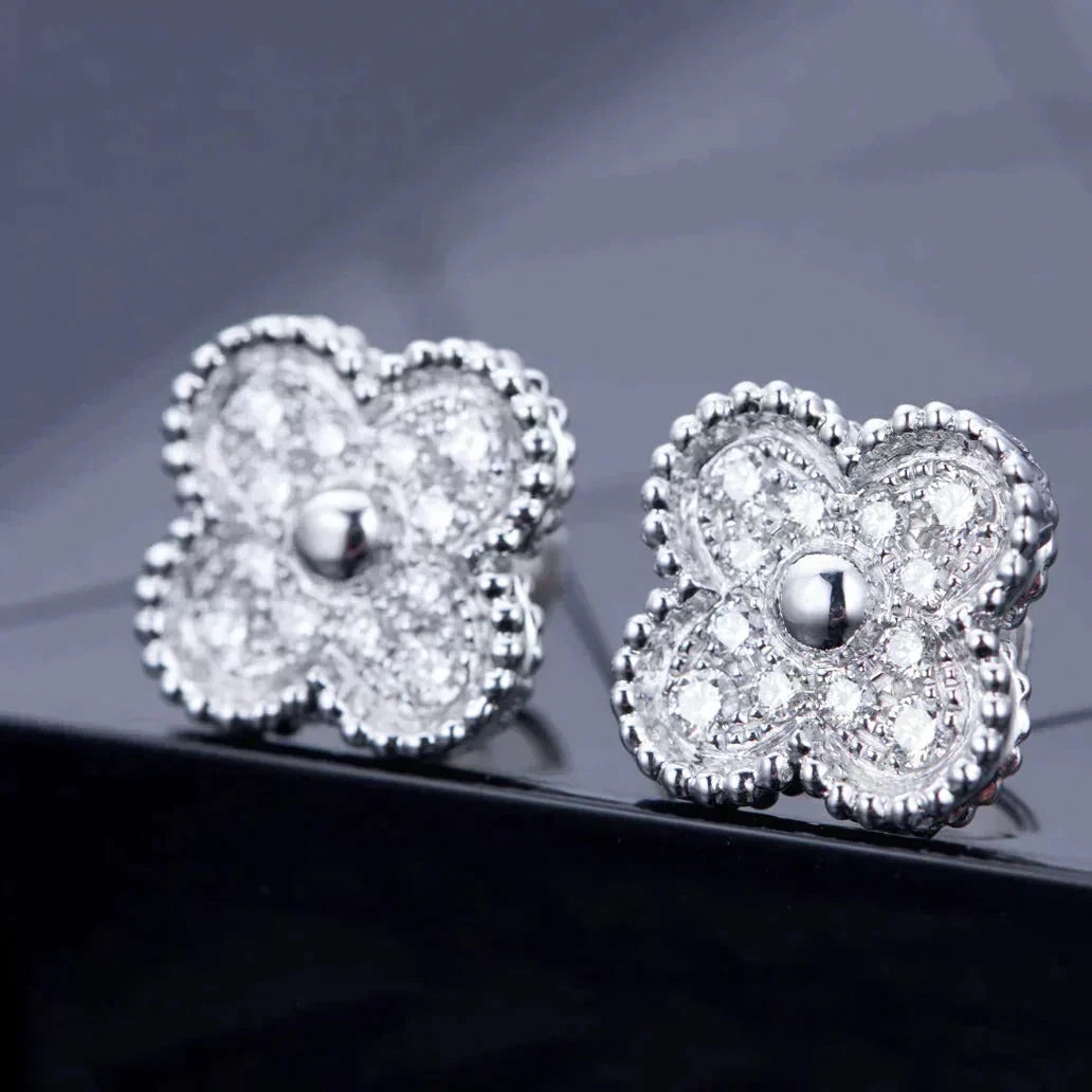 [Pearl Jewelrys]CLOVER 1 MOTIFS DIAMOND STUD EARRINGS SILVER