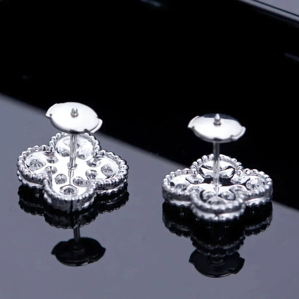 [Pearl Jewelrys]CLOVER 1 MOTIFS DIAMOND STUD EARRINGS SILVER