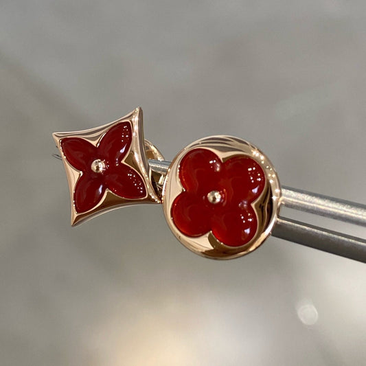 [Pearl Jewelrys]STAR AND SUN PINK GOLD CARNELIAN STUD EARRINGS