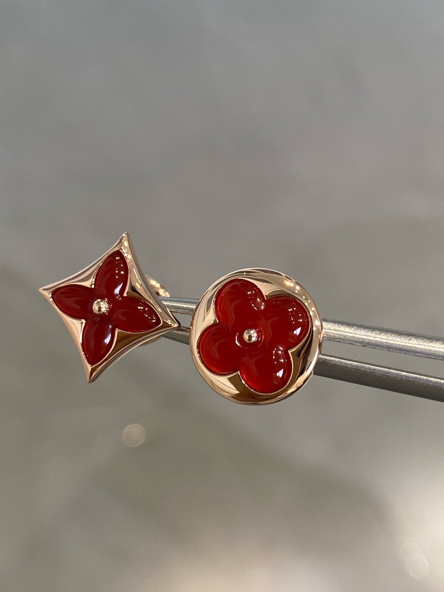 [Pearl Jewelrys]STAR AND SUN PINK GOLD CARNELIAN STUD EARRINGS