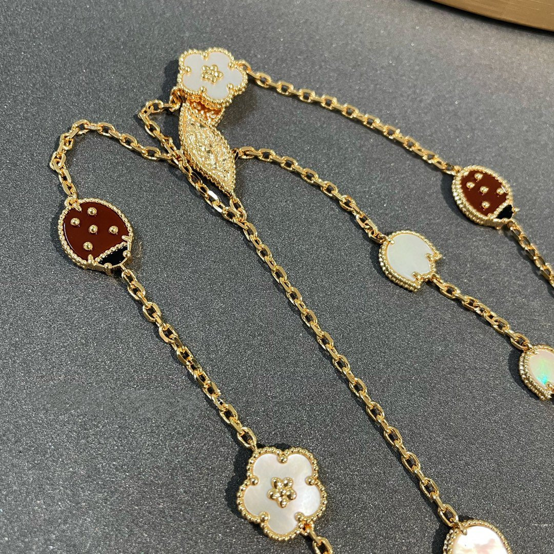 [Pearl Jewelrys]LUCKY SPRING 15 MOTIFS GOLD NECKLACE