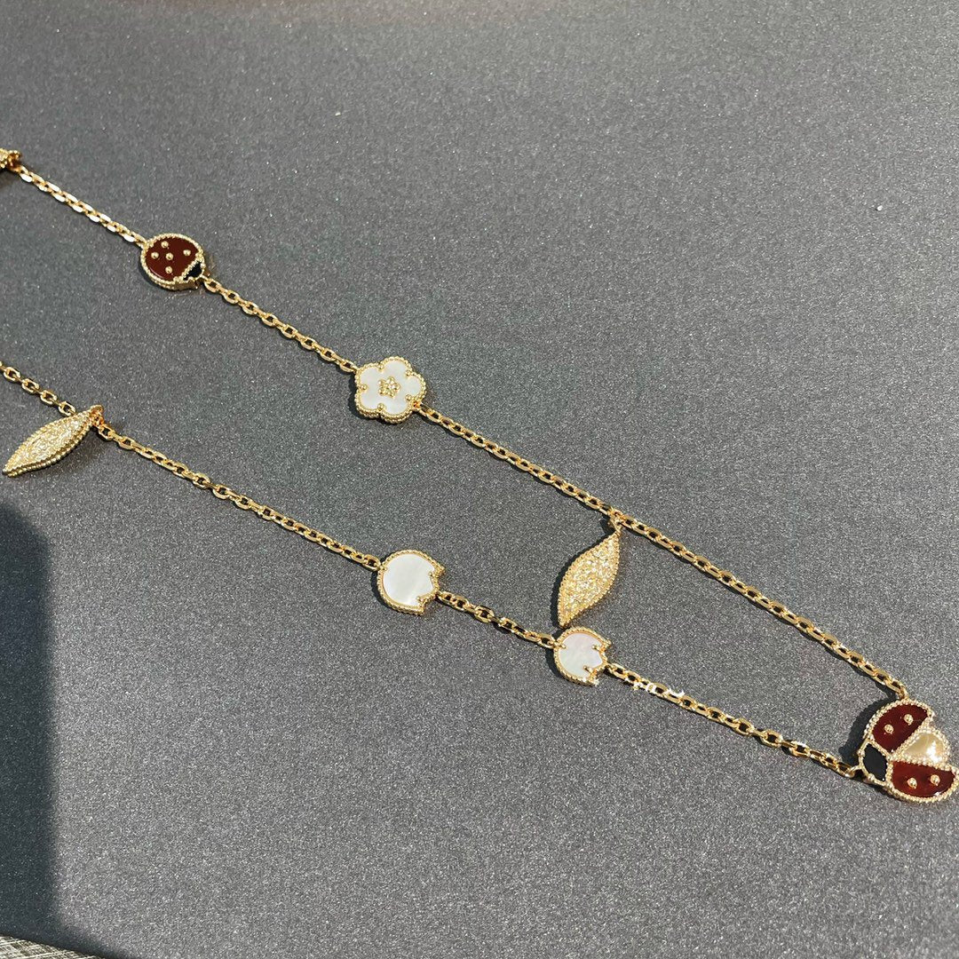 [Pearl Jewelrys]LUCKY SPRING 15 MOTIFS GOLD NECKLACE
