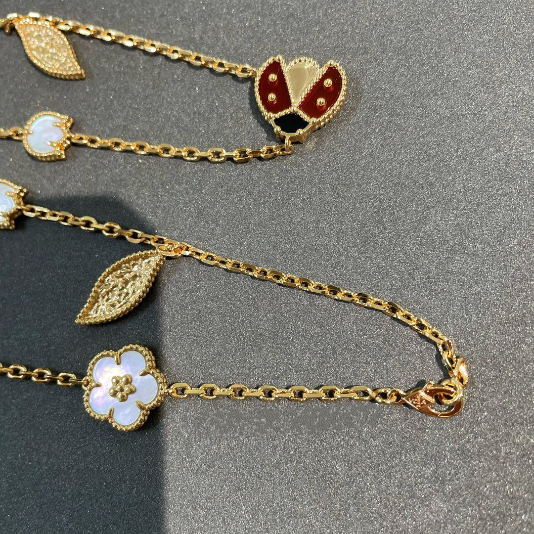 [Pearl Jewelrys]LUCKY SPRING 15 MOTIFS GOLD NECKLACE