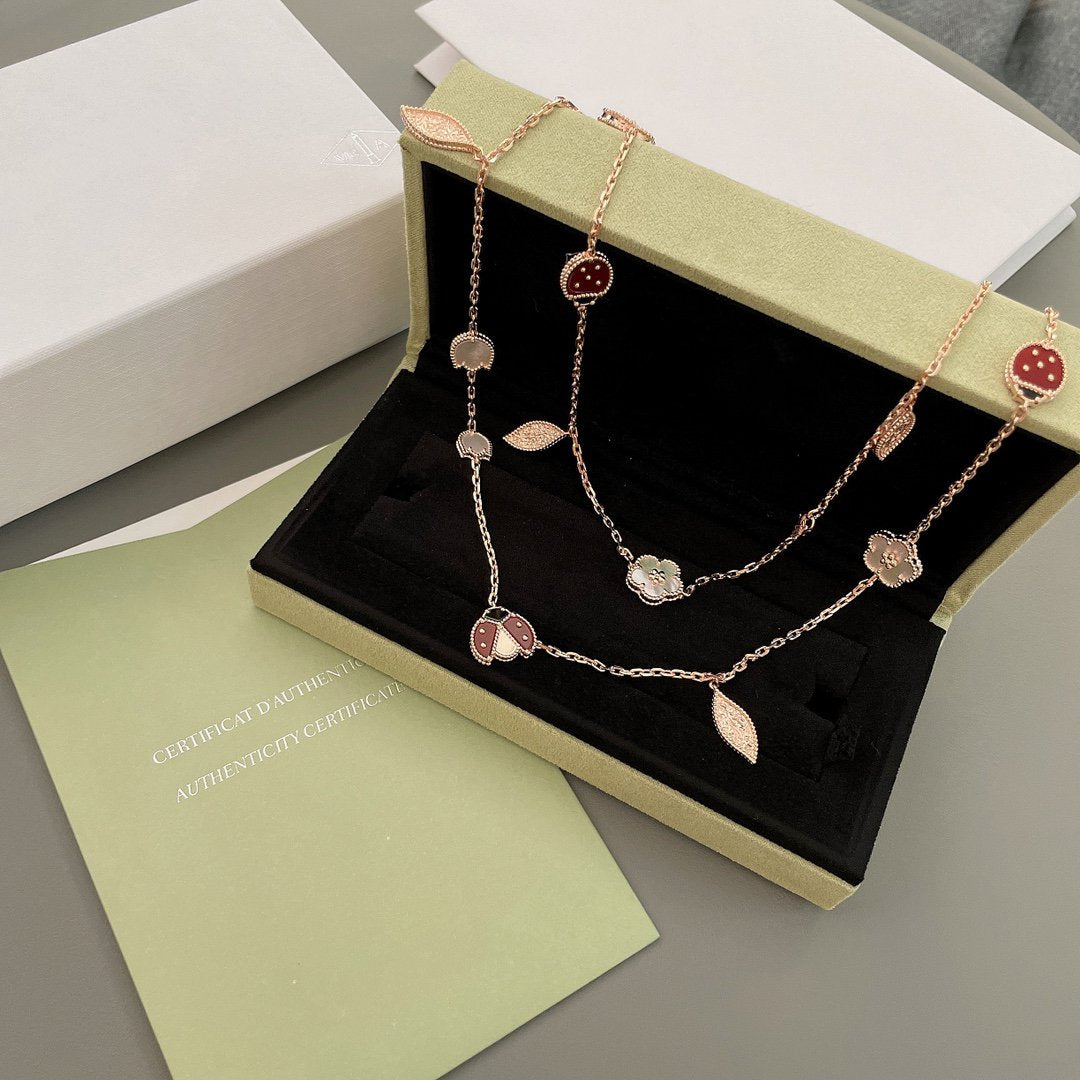[Pearl Jewelrys]LUCKY SPRING 15 MOTIFS ROSE GOLD NECKLACE