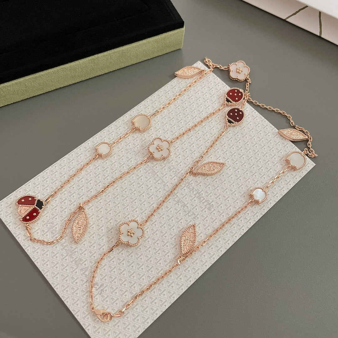 [Pearl Jewelrys]LUCKY SPRING 15 MOTIFS ROSE GOLD NECKLACE