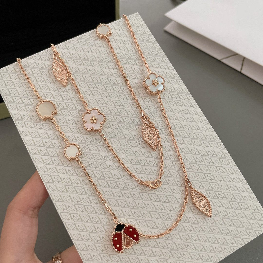 [Pearl Jewelrys]LUCKY SPRING 15 MOTIFS ROSE GOLD NECKLACE