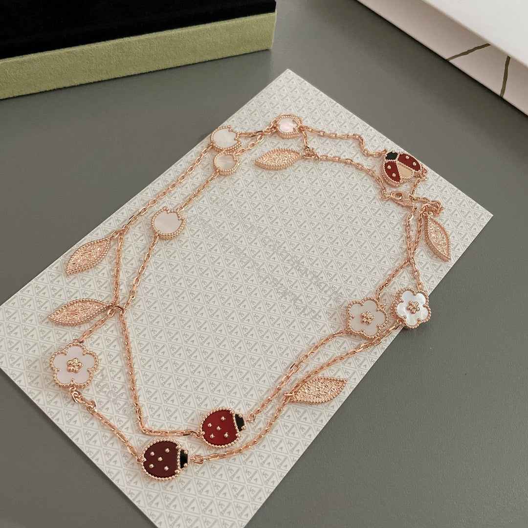 [Pearl Jewelrys]LUCKY SPRING 15 MOTIFS ROSE GOLD NECKLACE