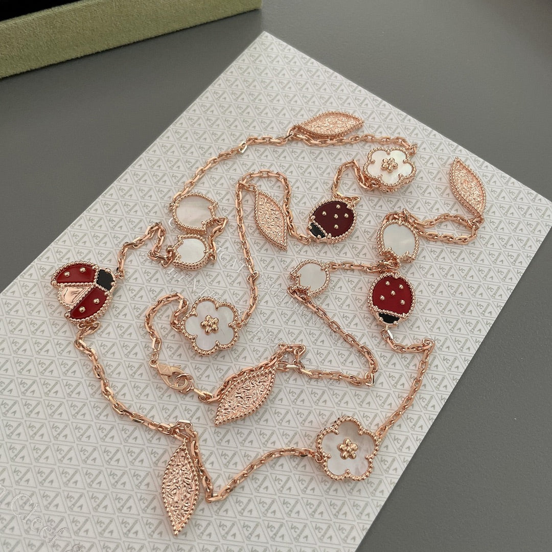 [Pearl Jewelrys]LUCKY SPRING 15 MOTIFS ROSE GOLD NECKLACE