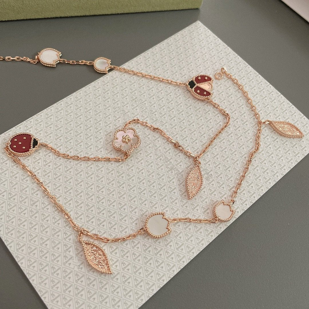 [Pearl Jewelrys]LUCKY SPRING 15 MOTIFS ROSE GOLD NECKLACE