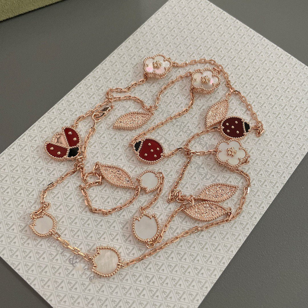 [Pearl Jewelrys]LUCKY SPRING 15 MOTIFS ROSE GOLD NECKLACE