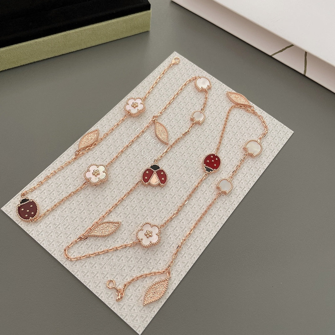 [Pearl Jewelrys]LUCKY SPRING 15 MOTIFS ROSE GOLD NECKLACE