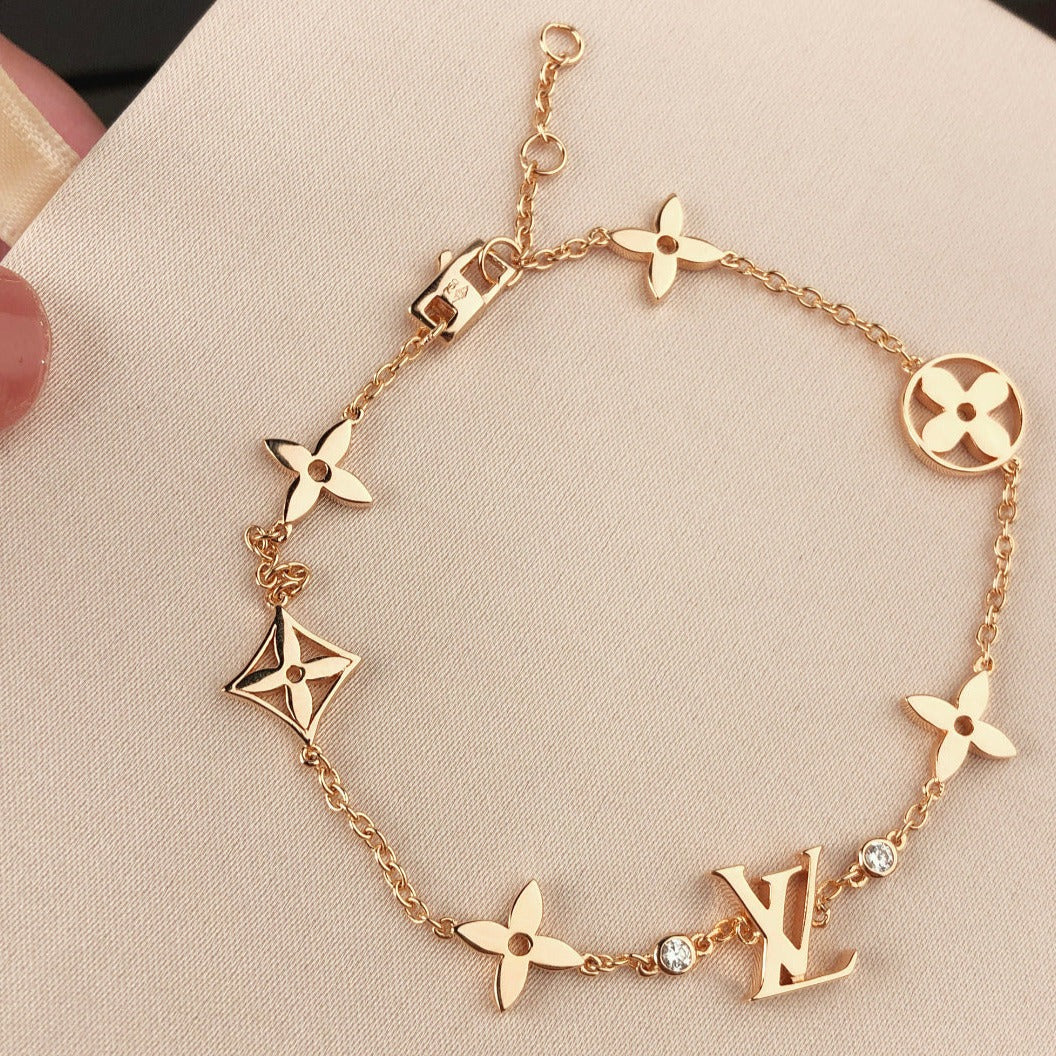 [Pearl Jewelrys]STAR AND SUN 7 MOTIFS GOLD BRACELET