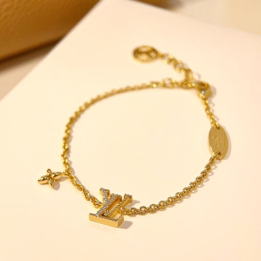 [Pearl Jewelrys]LOGO STAR MOTIF GOLD BRACELET