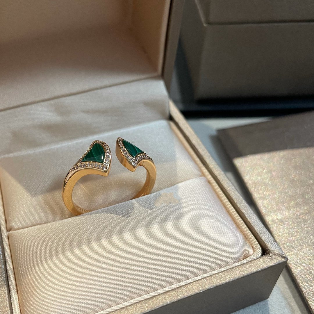 [Pearl Jewelrys]DREAM MALACHITE DIAMOND OPEN RING