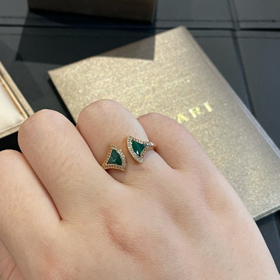 [Pearl Jewelrys]DREAM MALACHITE DIAMOND OPEN RING