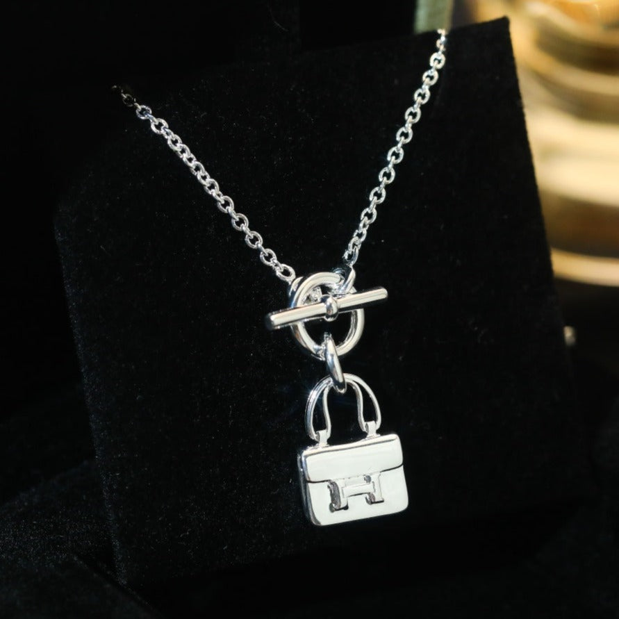 [Pearl Jewelrys]POP H PEDANT SILVER NECKLACE