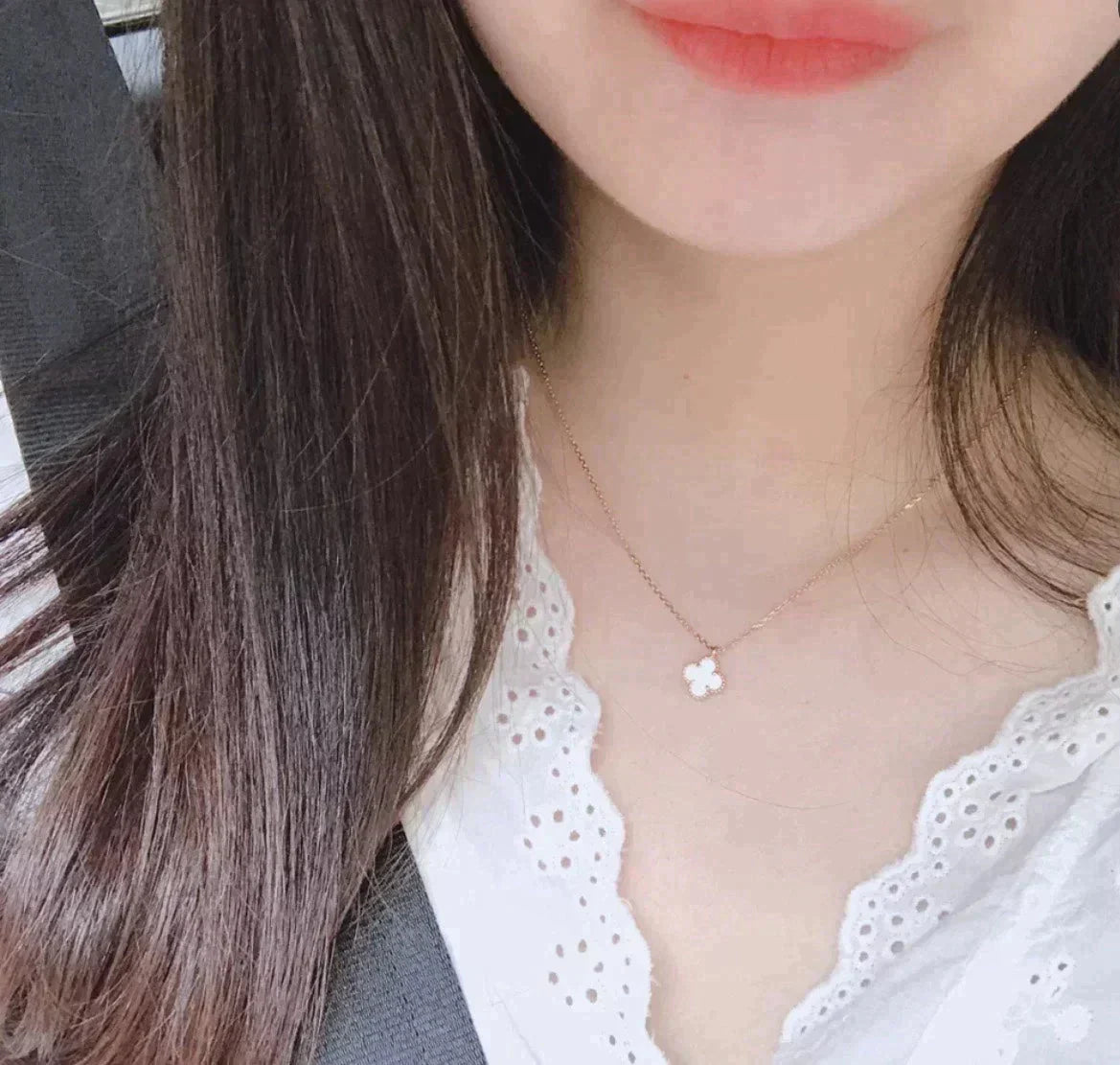 [Pearl Jewelrys]CLOVER MINI 9.5MM WHITE MOTHER-OF-PEARL NECKLACE