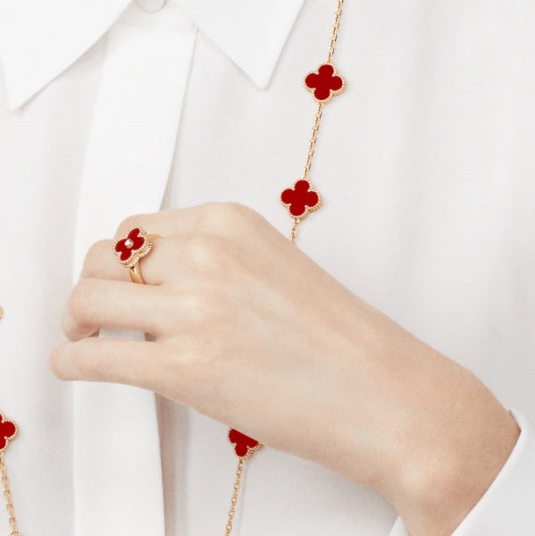 [Pearl Jewelrys]CLOVER CARNELIAN RING ROSE GOLD DIAMOND