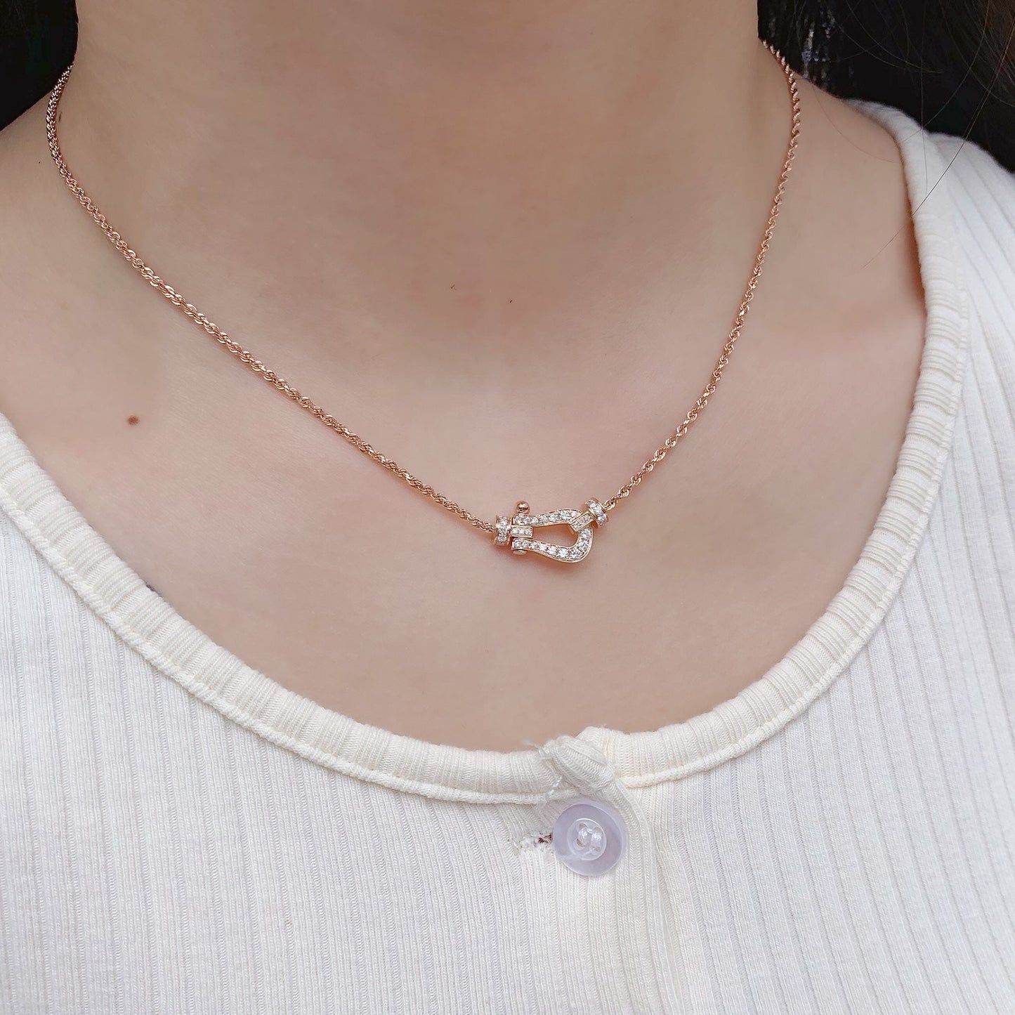 [Pearl Jewelrys]FORCE 10 PINK GOLD DIAMOND NECKLACE