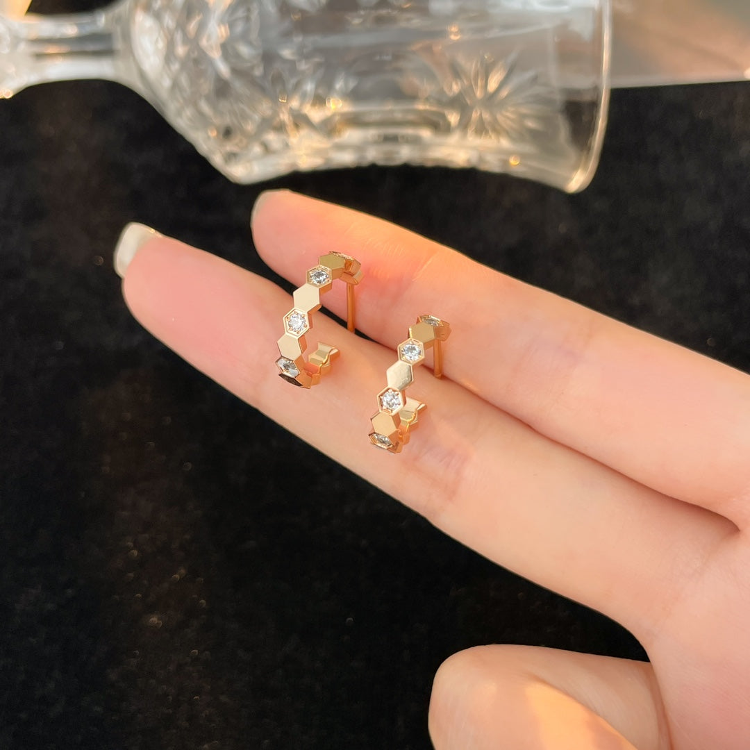 [Pearl Jewelrys]BEE LOVE DIAMOND HOOP EARRINGS