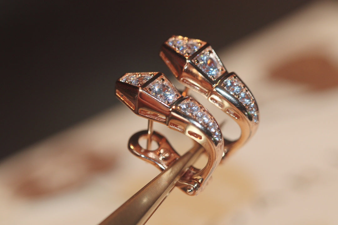 [Pearl Jewelrys]SERPENT PINK GOLD DIAMOND EARRINGS