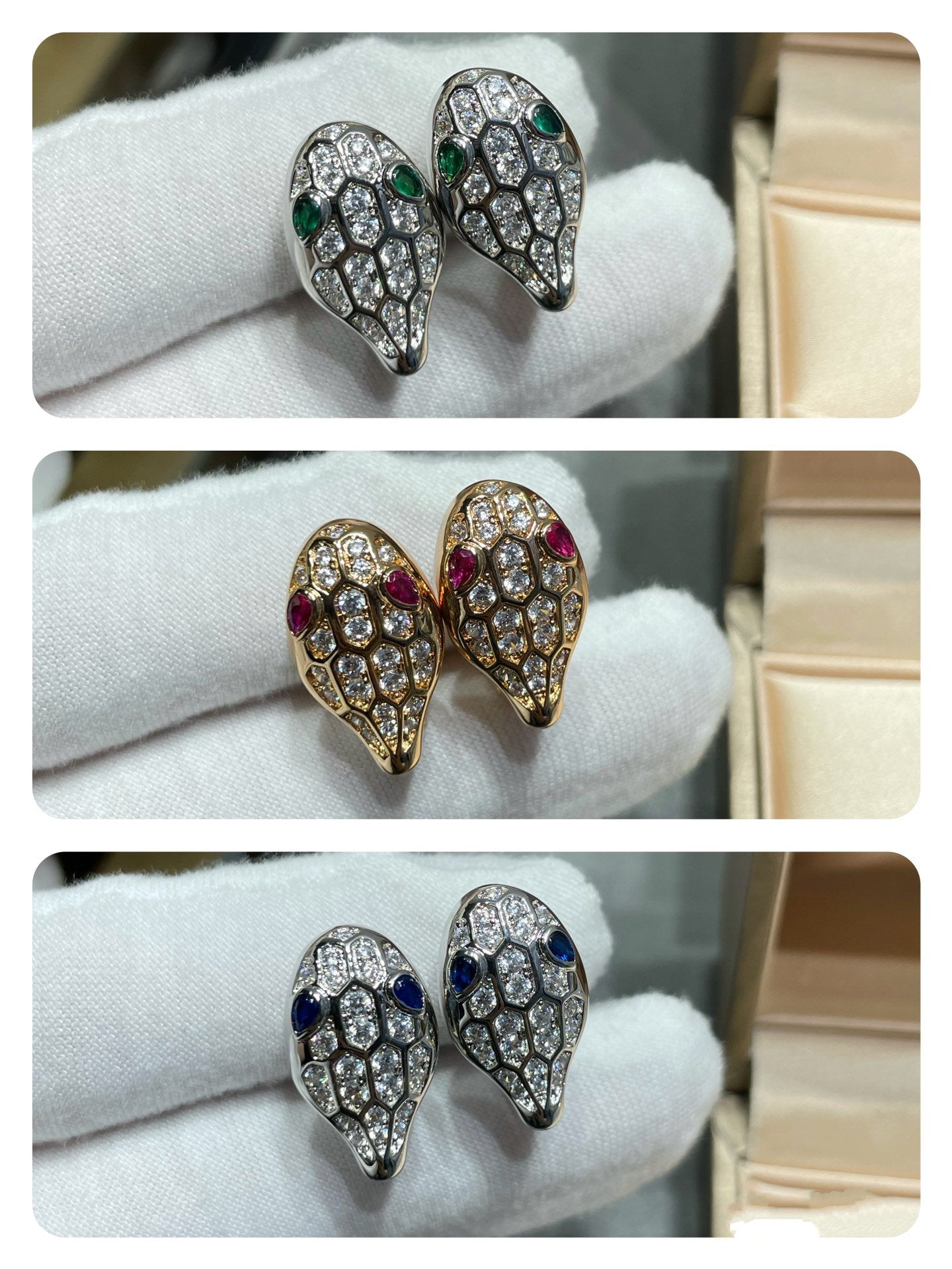 [Pearl Jewelrys]SERPENT DIAMOND STUD EARRINGS