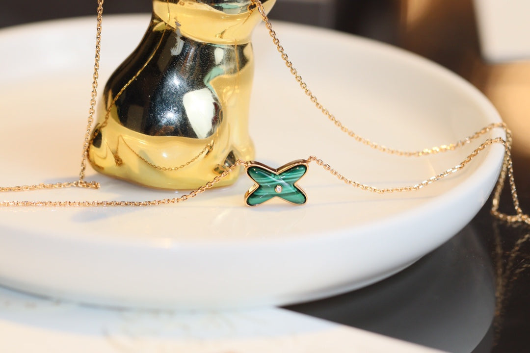 [Pearl Jewelrys]JEUX MALACHITE 1 DIAMOND PINK GOLD NECKLACE