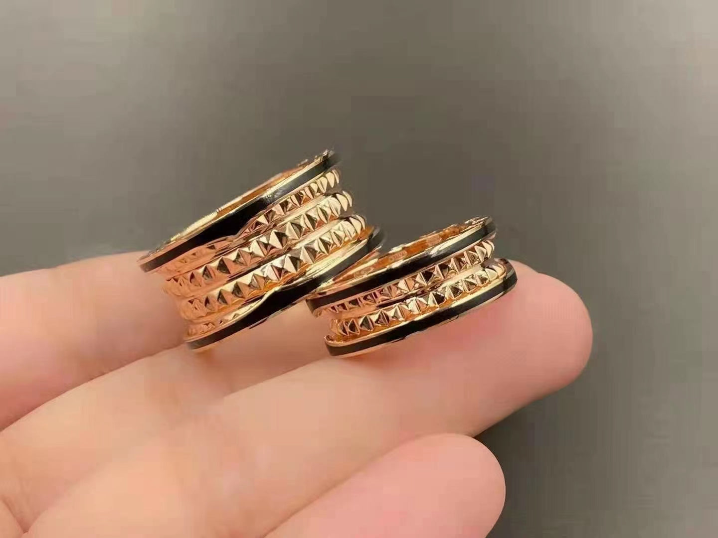 [Pearl Jewelrys]ZERO 1 ROCK BLACK CERAMIC PINK GOLD LARGE MODEL