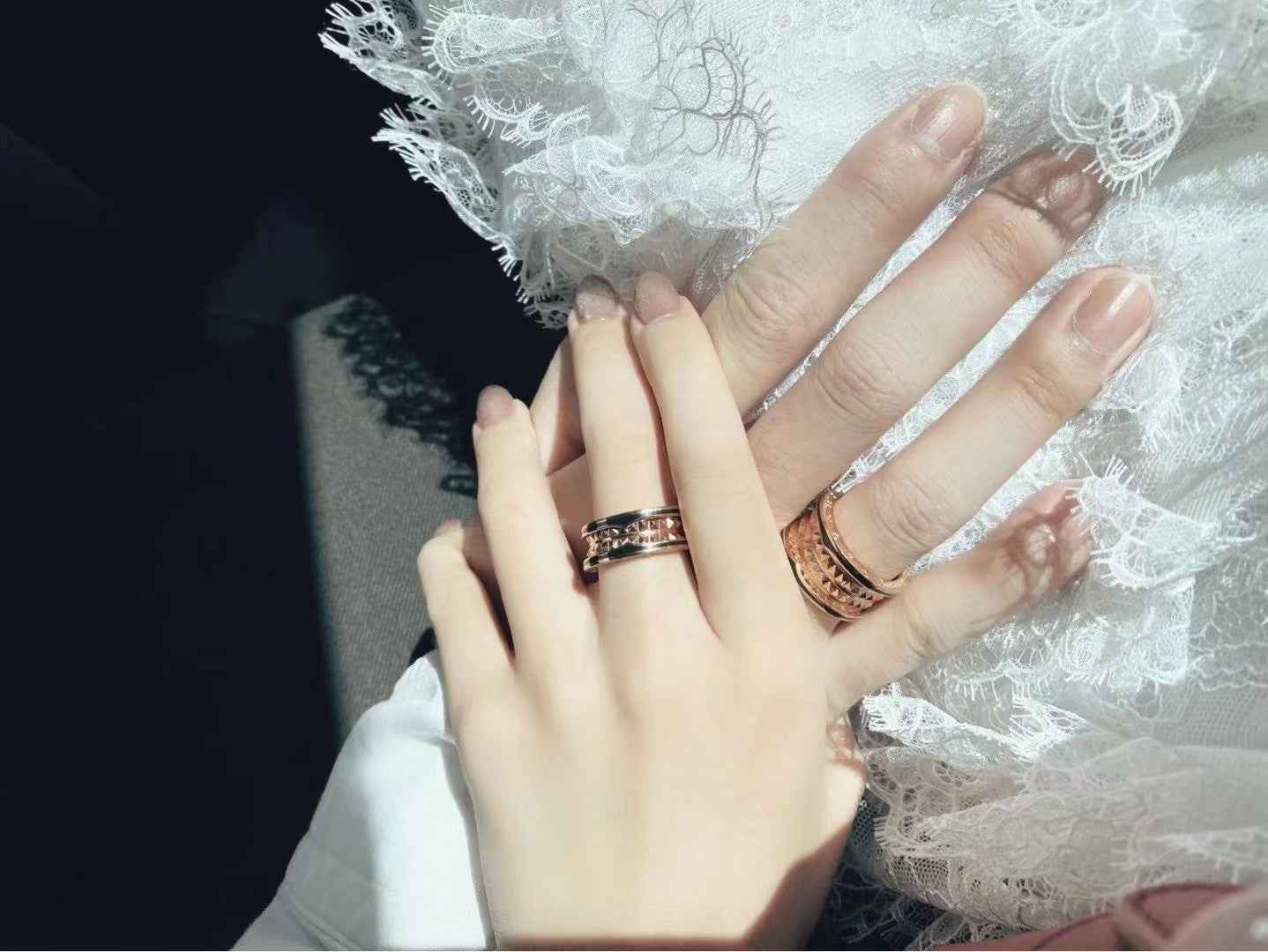 [Pearl Jewelrys]ZERO 1 ROCK BLACK CERAMIC PINK GOLD LARGE MODEL