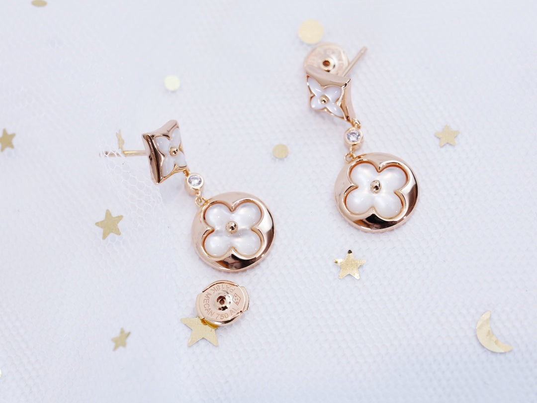 [Pearl Jewelrys]STAR AND SUN PINK GOLD MOP DROP EARRINGS