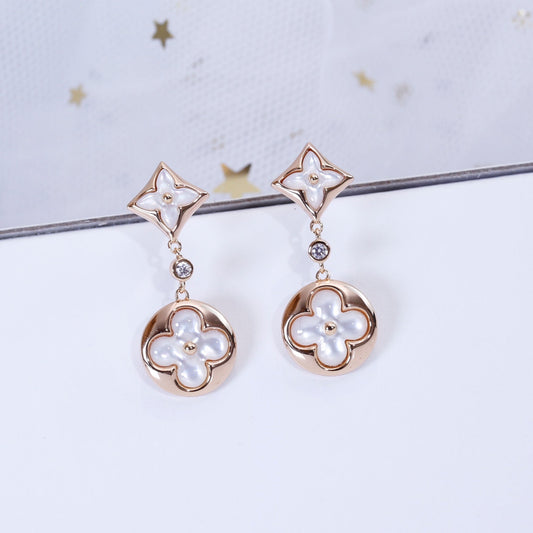 [Pearl Jewelrys]STAR AND SUN PINK GOLD MOP DROP EARRINGS